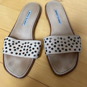 Nude with metal detailing Manolo Blahnik.